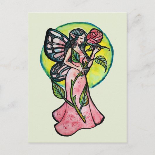 Roos Fairy Briefkaart (Voorkant)