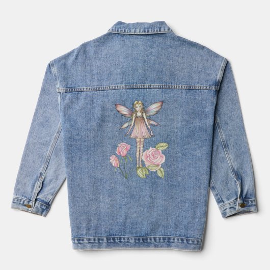 Roos Fairy Illustratie van Molly Harrison Denim Jacket (Achterkant)