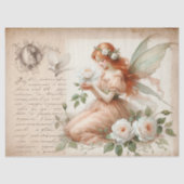 Roos Fairy & Pastel Ephemera Script Decoupage Tissuepapier (Voorkant)
