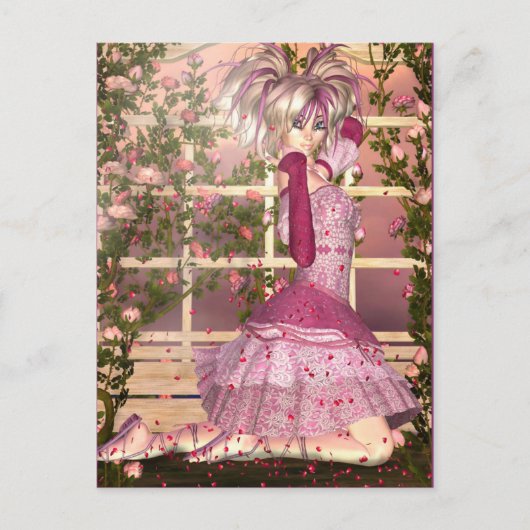 Roos Fantasy Art Briefkaart (Voorkant)