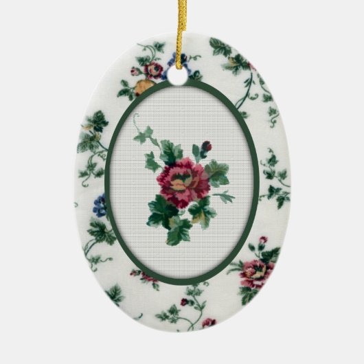 Roos Faux Cross Stitch Ornament (Voorkant)