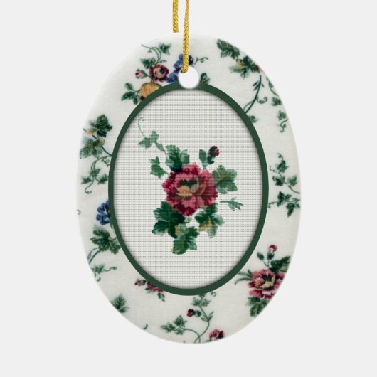 Roos Faux Cross Stitch Ornament (Achterkant)