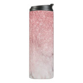 Roos Faux Glitter en Marble 2a Monogram Thermosbeker (Gedraaid links)