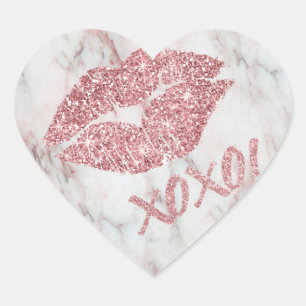  Roos Faux Glitter XOXO Hart Sticker