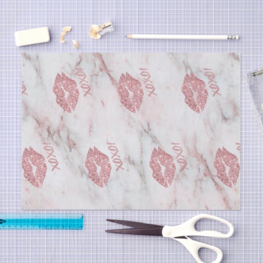  Roos Faux Glitter XOXO Heart Tissuepapier (Craft)