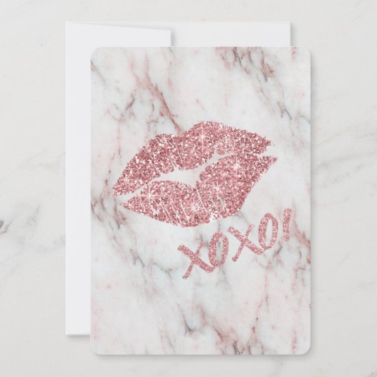 Roos Faux Glitter XOXO Kiss Kaart (Voorkant)