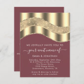 Roos Faux Gold Border Wave QR Code Weddenschap (Voorkant / Achterkant)