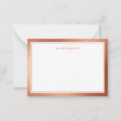 Roos Faux Gold Foil minimalist Monogram 2 Border Notitiekaartje (Voorkant)