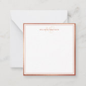 Roos Faux Gold Foil minimalist Monogram 2 Border Notitiekaartje (Voorkant)
