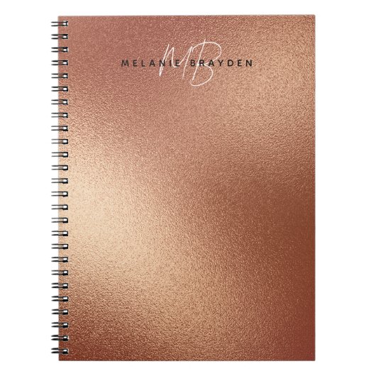 Roos Faux Gold Foil Minimalist Two Monogram Name Notitieboek (Voorkant)