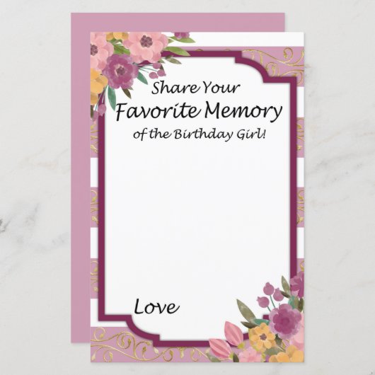 Roos Favoriete herinnering van het meisje van de g (Voorkant / Achterkant)