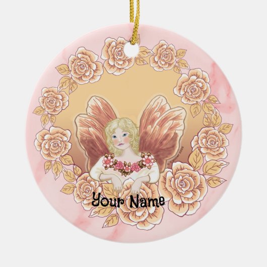 Roos Feeënringornament Keramisch Ornament (Voorkant)