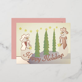 Roos feestelijke sneeuwman folie feestdagen briefkaart