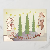 Roos feestelijke sneeuwman folie feestdagen briefkaart (Voorkant)