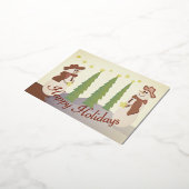 Roos feestelijke sneeuwman folie feestdagen briefkaart (Gedraaid)