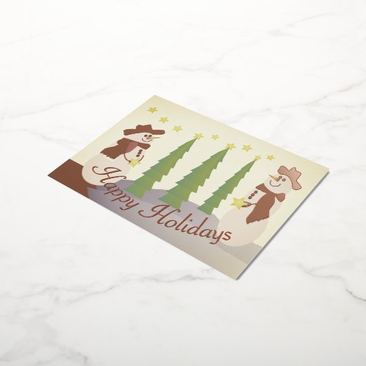 Roos feestelijke sneeuwman folie feestdagen briefkaart (Gedraaid)