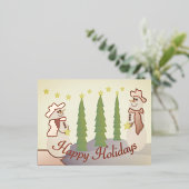 Roos feestelijke sneeuwman folie feestdagen briefkaart (Staand Voorkant)