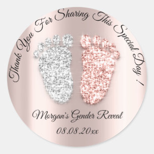 Roos Feet Baby shower Dankjewel Geslacht Bevorderi Ronde Sticker