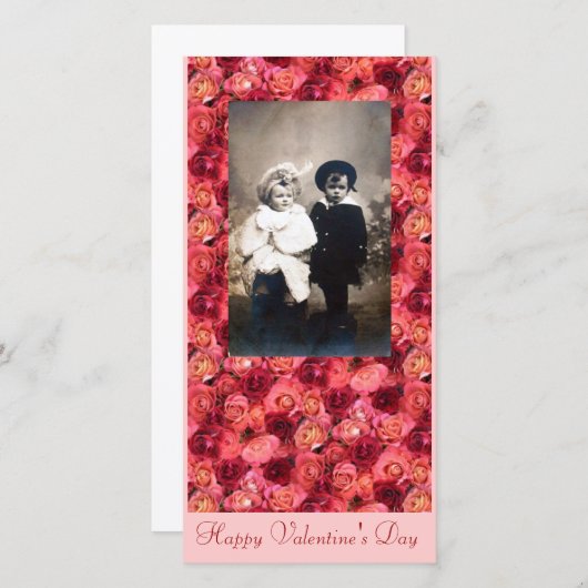 ROOS FIELD, helder levendig rood roze Feestdagenkaart (Voorkant / Achterkant)