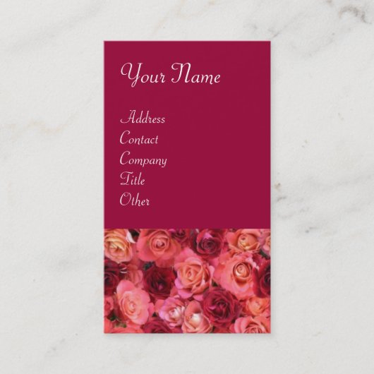 ROOS FIELD, helder levendig rood roze Visitekaartje (Voorkant)