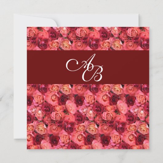 ROOS FIELD MONOGRAM, rood roze Aankondiging (Achterkant)