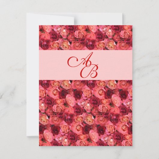 ROOS FIELD MONOGRAM, rood roze Aankondiging (Achterkant)
