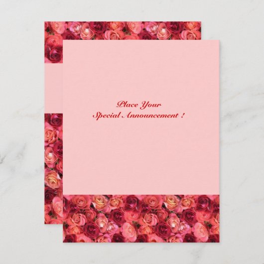 ROOS FIELD MONOGRAM, rood roze Aankondiging (Voorkant / Achterkant)