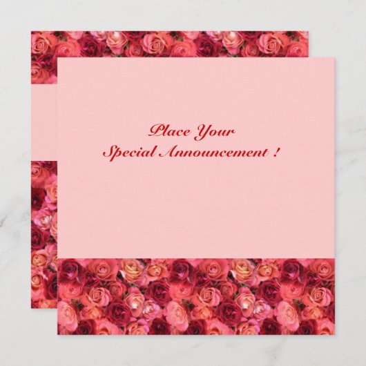 ROOS FIELD MONOGRAM, rood roze Aankondiging (Voorkant / Achterkant)