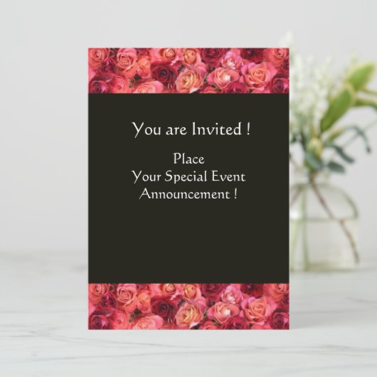 ROOS FIELD MONOGRAM, roze, rood zwart Kaart (Staand voorkant)