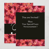 ROOS FIELD MONOGRAM, roze, rood zwart Kaart (Voorkant / Achterkant)