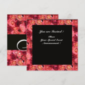 ROOS FIELD MONOGRAM, roze, rood zwart Kaart (Voorkant / Achterkant)