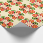 Roos fijn kunstpatroon gepersonaliseerde uitdrukki cadeaupapier (Hoek)