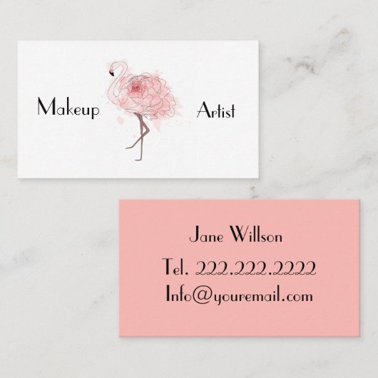 Roos Flamingo Visitekaartje (Voorkant / Achterkant)