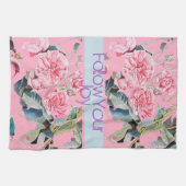 Roos Flard Pattern Waterverf Volg je Joy Theedoek (Horizontaal)