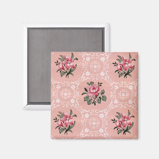 Roos flessenbehangpatroon Magneet (Voorkant / Achterkant)