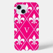 Roos Fleur de Lis m/monogram Case-Mate iPhone Case (Achterkant)