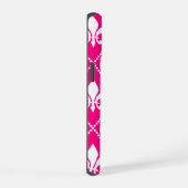 Roos Fleur de Lis met monogram iPhone 15 Hoesje (Rechterkant)