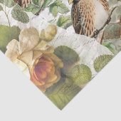 Roos Flora Bird Nest Pink French Script Decoupage Tissuepapier (Detail)