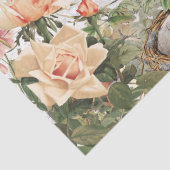 Roos Flora Bird Nest Pink French Script Decoupage Tissuepapier (Detail)