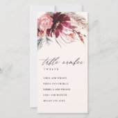 Roos Flora Pampas Grass Seating Chart Table Number Bedankkaart (Voorkant)