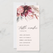 Roos Flora Pampas Grass Seating Chart Table Number Bedankkaart (Achterkant)