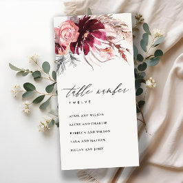 Roos Flora Pampas Grass Seating Chart Table Number Bedankkaart