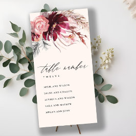 Roos Flora Pampas Grass Seating Chart Table Number Bedankkaart