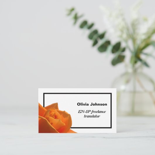 Roos floraal modern minimalistisch freelancer sina visitekaartje (Staand voorkant)