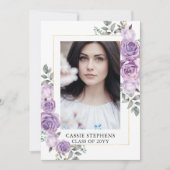 Roos Floral 4 Foto Collage Gold Lijst Afstuderen Aankondiging (Voorkant)