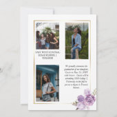 Roos Floral 4 Foto Collage Gold Lijst Afstuderen Aankondiging (Achterkant)