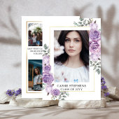 Roos Floral 4 Foto Collage Gold Lijst Afstuderen Aankondiging