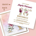 Roos Floral A 18th Birthday Party Kaart<br><div class="desc">Organiseer de perfecte viering op de 18e verjaardag met dit elegante roos floral monogram A model aan de achterkant voor verjaardagsnamen,  te beginnen met de letter A. Elegant floral numerals worden gebruikt in de uitnodiging om de feestelijke leeftijd te accentueren.</div>