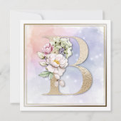 Roos Floral B 50th Birthday Party Kaart (Achterkant)