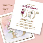 Roos Floral B 60th Birthday Party Invitation Kaart<br><div class="desc">Organiseer de perfecte viering op de 60ste verjaardag met dit elegante roos floral monogram B,  dat aan de achterkant staat voor de namen van verjaardagsmeisjes,  te beginnen met de letter B. Elegant floral numerals worden gebruikt in de uitnodiging om de feestelijke leeftijd te accentueren.</div>